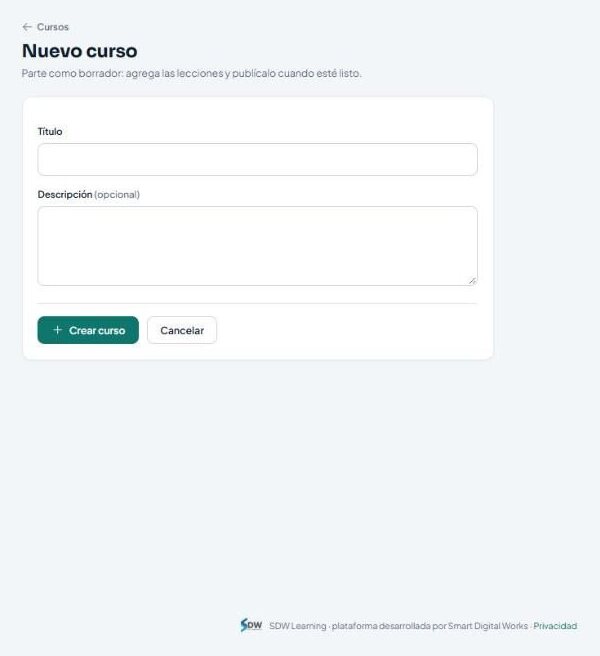 Formulario de nuevo curso