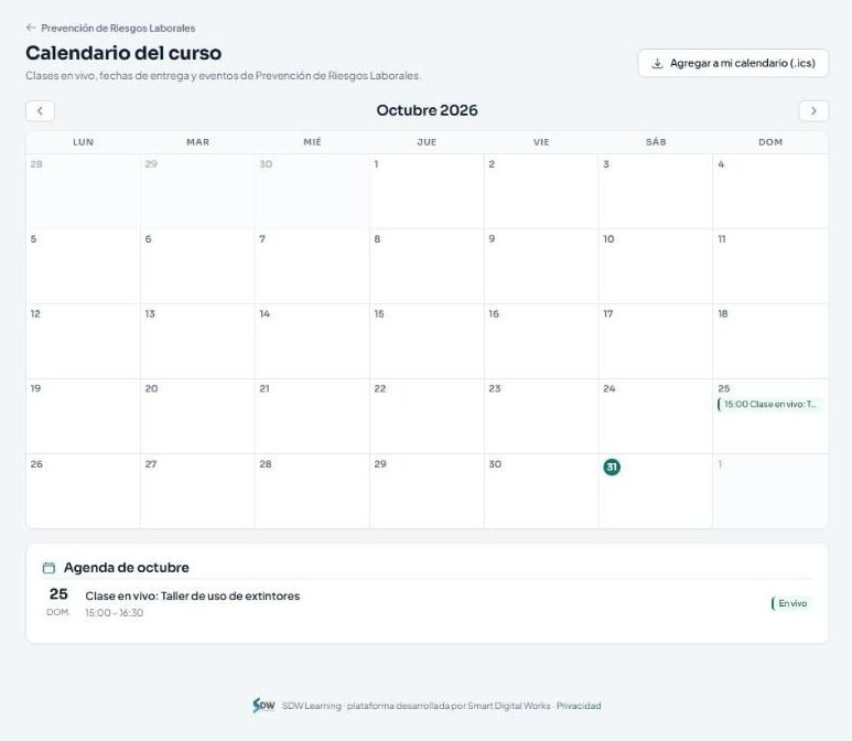 Calendario de un curso